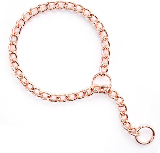 TSPRO Stainless Steel Heavy Duty Metal Dog Collar, Adjustable and Durable Pet Collar for Medium to Large Dogs, Ideal for Walking and Training (Rose Gold, 4MM*20.5-23 inches)