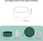 SPUNKYJUNKY 28.7OZ Ceramic Dog and Cat Bowl, Modern Cute Weighted Food Water Bowl for Replacement Green (2 Pack)