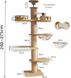 Floor to Ceiling cat Tree - Adjustable Height (95-98in,104.3-108.2in)- with Width 4.33 in Scratching Post,Cat Hammock,Fully Wrapped with sisal Rope - Heavy Duty cat Tree.(Holds 110 lbs)