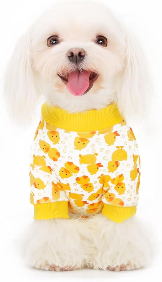 Paiaite Dog Pajamas Onesie: Comfortable Four-Legged Apparel for Small, Medium, & Large Dogs, Polyester Material for Comfort, Wrinkle Resistance, Moisture Wicking, Stretchiness Cartoon Duck S