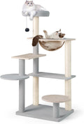 Tangkula Modern Cat Tree, 44 Inch Multi-Level Cat Tower with Removable Padded Top Perch, Sisal Scratching Posts, Jumping Platforms, Dangling Ball, Kitty Activity Center for Indoor Cats