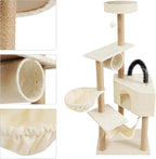 Multi-Level Cat Tower Cat Tree with Scratching Posts, Hammock, Condo, Jumping Platforms, 16.53 Lbs Load Capacity, 63" Tall Wooden Cat Condo Perch for Indoor Large/Small Cats (Beige)