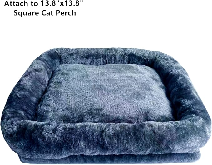SHENGOCASE Cat Tree Tower Accessories Replacement Parts Top Cushion Bed Cover for Cat Perch with Elastic Band (13.8" x 13.8", Grey)