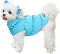 Winter Warm Dog Jacket for Small Medium Dogs Cat Cold Weather Coats with Harness Paded Dogs Fleece Vest Waterproof Windproof Dog Snow Jacket Pet Puppy Clothes (Blue,XS)