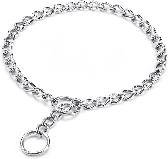 Mogoko Stainless Steel Dog Choke Chain Collar, Puppy Metal P Chain Slip Collar Pet Training Walking Choker(3.0mm;20.0 Inch)