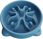 Slow Feeder Dog Bowls Small Breed, Dog Food Bowl Small Anti-Choking Bloat Stop Puzzle Healthy Eating Bowl (Blue, 1 Cup)