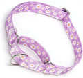 Purple Martingale Collars for Dogs, Daisy Print No-Slip Escape Proof Choke No Pull Soft Nylon Training Dog Collars for Small Medium Large Breed Pet Dogs, S