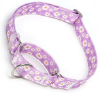 Purple Martingale Collars for Dogs, Daisy Print No-Slip Escape Proof Choke No Pull Soft Nylon Training Dog Collars for Small Medium Large Breed Pet Dogs, S