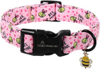 ARING PET Bee Dog Collar, Cute Spring Summer Pink Yellow Honeybees Pet Collars for Puppy Small Medium Large Boy Girl Dogs-M