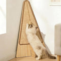 26" Triangle Corner Cat Scratcher, Solid Wood Leaning Wall Scratching Board, Baseboard Friendly, Replaceable Sisal Pads for Indoor Cats and Small Spaces, 2 Replacement Pads Included