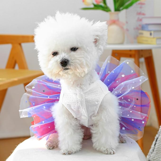 ANIAC 4th of July Girl Dog Dress with Stars Independence Puppy Clothes for Small Dog 1st Independent Day Cat Outfit Patriotic Pet Princess Tutu Skirt (Independence, Small)