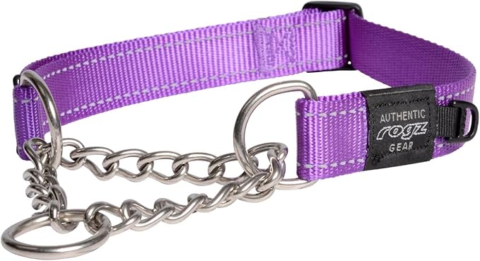 Reflective Nylon Choke Collar; Slip Show Obedience Training Gentle Choker for Extra Large Dogs, Purple