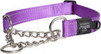 Reflective Nylon Choke Collar; Slip Show Obedience Training Gentle Choker for Extra Large Dogs, Purple