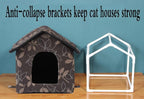 Outdoor Cat House Cat House for Outdoor and Indoor Use - Waterproof Shelter for Cats, Dogs, and Feral Animals (Brown, Large)