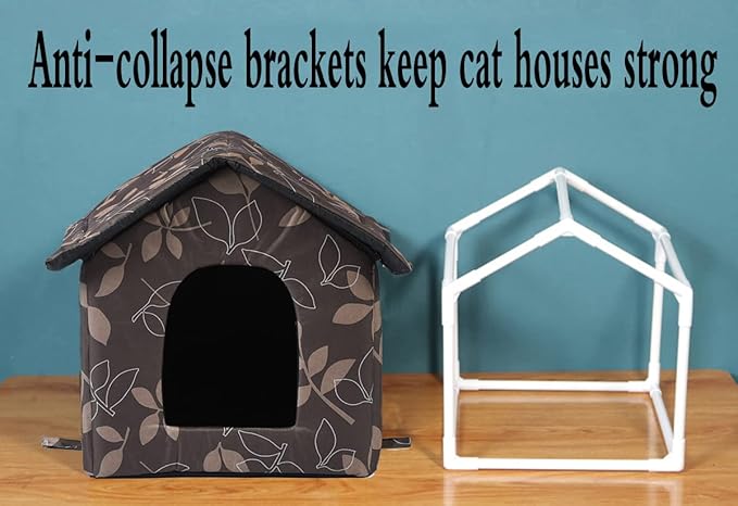 Outdoor Cat House Cat House for Outdoor and Indoor Use - Waterproof Shelter for Cats, Dogs, and Feral Animals (Brown, Medium)