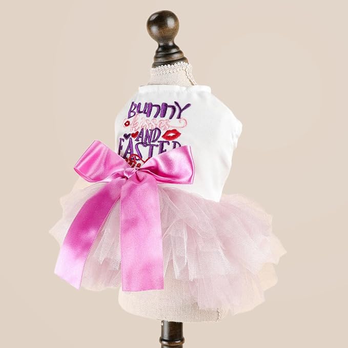 Furbabycare® Elegant Sweet Easter Puppy Dog Blingbling Princess Skirt Pet Dog Lace Cake Camisole Tutu Dress C-Easter Bunny-5 Medium