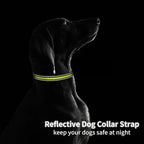 Puppy Collars, Modern Stylish Reflective Dog Collars, Adjustable Dog Collar for Small Medium Large Dogs Boy Girl, Replacement Collar for Shock Collar, E Collar Replacement Strap(Black & Green)