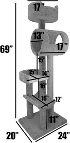 Maykoosh Baroque Brilliance Multi-Level Cat Cat Climbing Tower Cat Tree, Solid Wood and Carpet Construction, Modern Cat Tree with Scratch Post and Sturdy Base