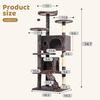 BestOffice 54 Inch Cat Tree, Multi-Level Cat Tower with Condo, Perches, Sisal Scratching Posts, Climbing Ladder,Indoor Activity Center Play House for Kittens & Adult Cats, Purple