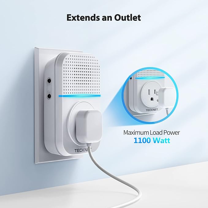 TECKNET Wireless Doorbell, Plug-through Door Bell, IP66 Waterproof Doorbells, 1300ft Cordless Rang Door Bell Ringer Wireless, 60 Ringtones & 5 Level Volume, 0-110 dB Doorbell Chime for Home/Classroom