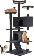 BestOffice 54 Inch Cat Tree, Multi-Level Cat Tower with Condo, Perches, Sisal Scratching Posts, Climbing Ladder,Indoor Activity Center Play House for Kittens & Adult Cats, Dark Gray