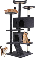 BestOffice 54 Inch Cat Tree, Multi-Level Cat Tower with Condo, Perches, Sisal Scratching Posts, Climbing Ladder,Indoor Activity Center Play House for Kittens & Adult Cats, Dark Gray