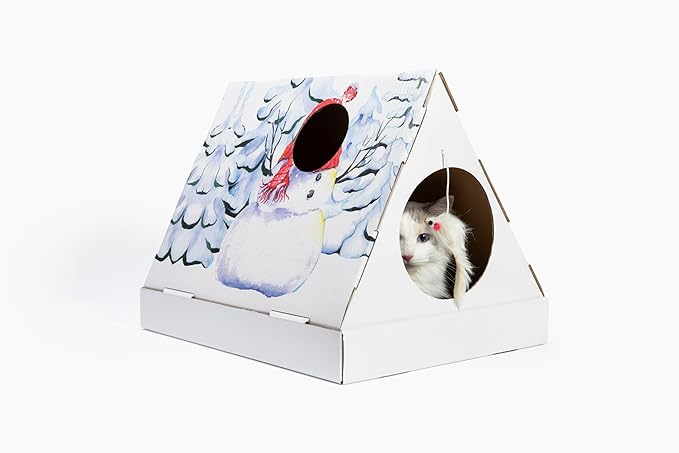 Christmas Snowman Cardboard Cat Scratcher House