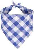 Dog Bandanas 1 Pack; Cotton Linen Blue Bandana Plaid for Large Dogs; Soft Breathable Dog Accessories; Classic Dog Apparel & Accessories