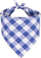Dog Bandanas 1 Pack; Cotton Linen Blue Bandana Plaid for Large Dogs; Soft Breathable Dog Accessories; Classic Dog Apparel & Accessories