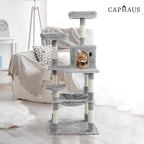 CAPHAUS Tall Cat Tree for Indoor Cats, Modern Cute 58-Inch Cat Climbing Play Tower with Top Perch for Large Cats Kittens, Multi-Level Cat Activity Tree w Scratching Posts, Hammock, Cat Cave Condo