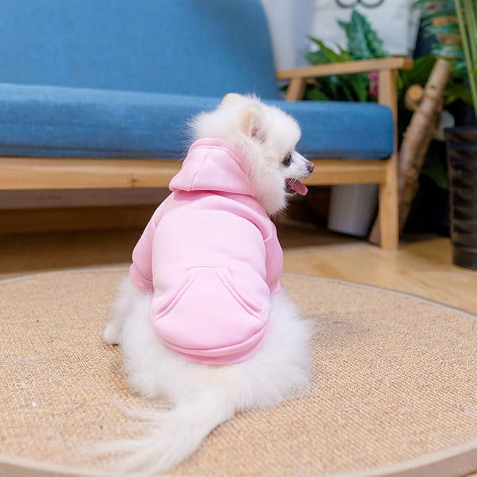KOOLTAIL Dog Hoodie for Large Medium Small Dogs, Soft and Warm Pet Sweater with Leash Hole and Pocket Boy Girl, Puppy Fall Winter Jacket Clothes, French Pitbull Cold Weather Coat Sweatshirt, Pink S