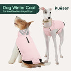 Kuoser Large Dog Coat, Cold Weather Reflective Waterproof Dogs Jacket with Warm Fleece Lining, Turtleneck Dog Winter Coat with Zipper, Doggy Snow Jacket Pet Coats for Small Medium Large Dogs, Pink L