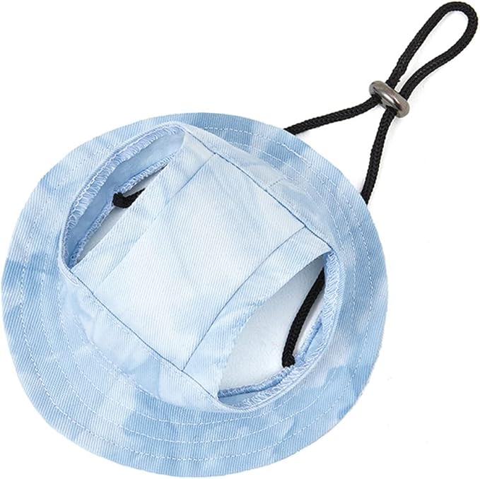 Round Brim Princess Hat Visor Hat Pet Dog Mesh Porous Sun Hat with Ear Holes for Small, Extra Small Dog Teddy, Pug, Chihuahua, Shih Tzu, Yorkshire Terriers, Papillon T-Light Blue L
