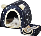 Dog Bed or Cat Bed,2 Ways to Use,Indoor Pet House with Fluffy Mat,Removable and Washable Cover,Splash-Proof House and Non-Slip Bottom,for Cats and Small Dogs(M Star)