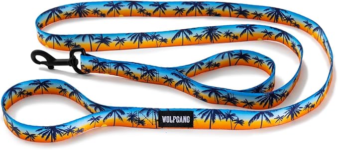 Wolfgang Heavy Duty Dog Leash, Pull-Tested to Over 800 lbs for Walking & Training, SunsetPalms Print, Dual-Handle Large