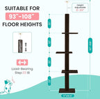 Max & Marlow Cat Tree Floor to Ceiling Cat Tower Height 95-108" Adjustable Kitten Tree Tall Climbing Tree with Carpet Scratching Post and Mat Cat Pole for Indoor Cats,Dark Brown