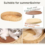 Modern Cat Tree for Large Cat, 48-Inch Tall Cat Tower with Scratching Post for Indoor Cats, Multi-Level Cat Condo with Hand-Woven Cat Bed and Acrylic Bowl