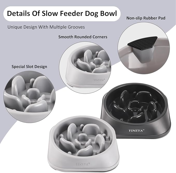2PCS Slow Feeder Dog Bowls, Pet Supplies That Slow Down Eating, Pet Food Bowls, Maze Dog Puzzle Feeder for Medium Breed