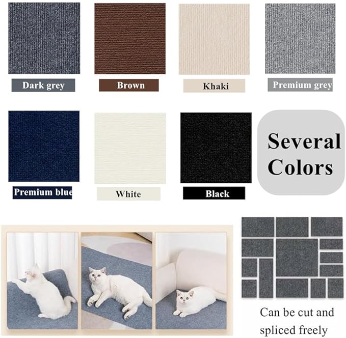 Cat Scratch Furniture Protector Mat DIY Cat Scratch Pad Self-Adhesive, Pet Scratching Post Cat Scratcher Carpet Anti Cat Scratch for Cat Tree/Door/Couch (Brown, 15.8 * 78 inch)