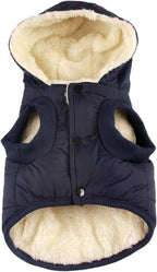Fleece Lining Extra Warm Dog Hoodie in Winter,Small Dog Jacket Puppy Coats with Hooded,Blue XS