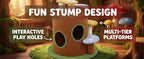 Mushroom Cat Tree with Large Condo Platform Ladder, Cat Tower with Play Holes, Cat Cave, Scratching Posts, Multi-Level Cat Furniture for Kittens/Cats