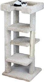 Maykoosh Natural Beauty Multiple Perch Cat Tree, Cat Tree with Scratch Post for All Cat Breeds, Indoor Cat Gym with Perches, Sturdy Wood Construction with Carpet Upholstery Beige/Square