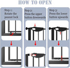 DEARBB Triple Lock Baby Gate for Stairs Doorways and House 31" to 86" Extra Wide Pressure Mounted Easy Walk Through Auto Close Safety Pet Gate Black 31.1-48.42"