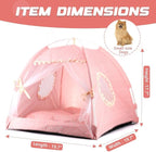 Pawstrip Dog Tent Indoor Cat House Pink Puppy Bed Portable Pet Teepe Princess Dog Camping Tent Outdoor Kitten Houses Cute Bunny Nest Girl Kitty Cave, Large (19.7" x 19.7" x 17.7")