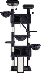 WEEWAY Cat Tree Tower for Indoor Cats,81'' Multi-Level Cat Furniture Activity Center,Stand House Condo Cave,Sisal Scratching Posts Ramps,Plush Perches Platforms Basket Hammock, Dark Grey