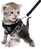 FEimaX Dog Harness and Leash Set for Walking, Soft Mesh Adjustable Easy Control Lightweight Cat Vest Harnesses with Reflective Strips, Escape Proof Small Dogs Cats Vests (Cowblack, X-Small)