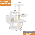 ROYPET Cat Tree with Cat Condo and Two Hammocks, Cat Tower with Scratching Posts and Scratching Pads, Beige