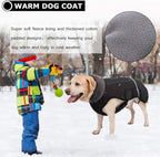 QBLEEV Warm Reflective Dog Jacket, Waterproof Winter Coat With Turtleneck, Thick Fleece Snowsuit for Cold Weather, Christmas Vest Pet Apparel for Small Medium Large Dogs L
