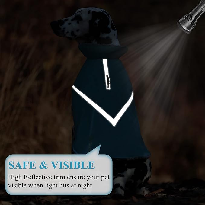 VIVAGLORY Snowrap Dog Coat, Jacket with Harness Hole, Dog Coat for Winter & Cold Weather, Fluffy Warm Fleece Lined Reflective Water Resistant for Puppy, L, Turquoise