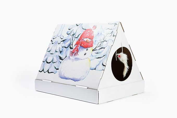 Christmas Snowman Cardboard Cat Scratcher House